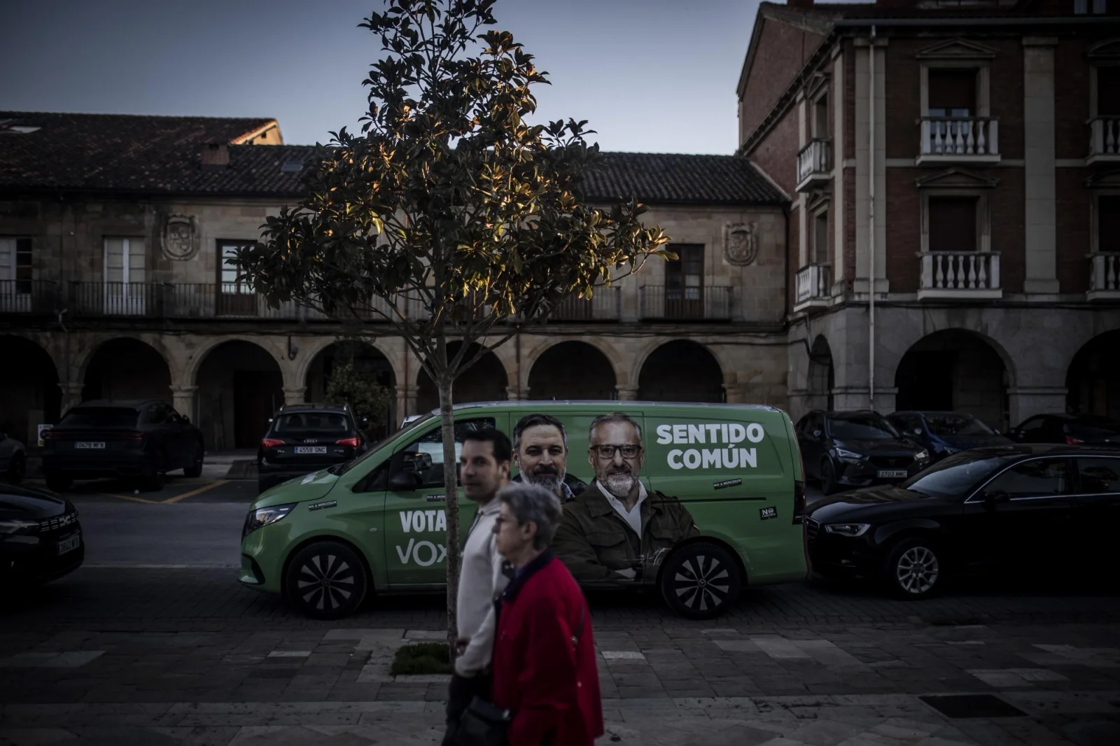 In the town square of Aguilar de Campoo,